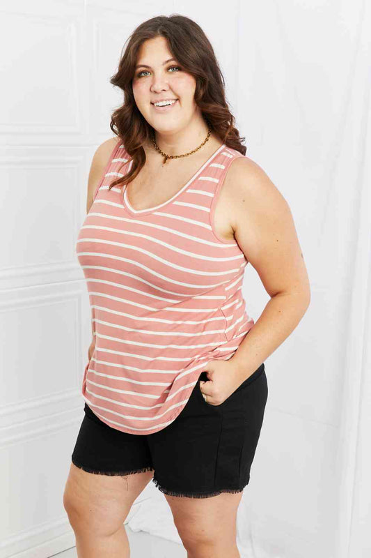 Zenana Find Your Path Full Size Sleeveless Striped Top