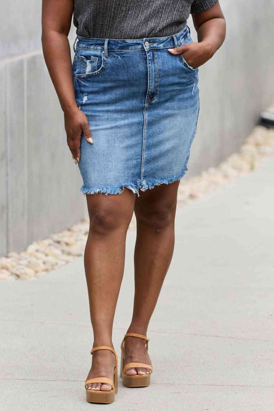 RISEN Amelia Full Size Denim Mini Skirt