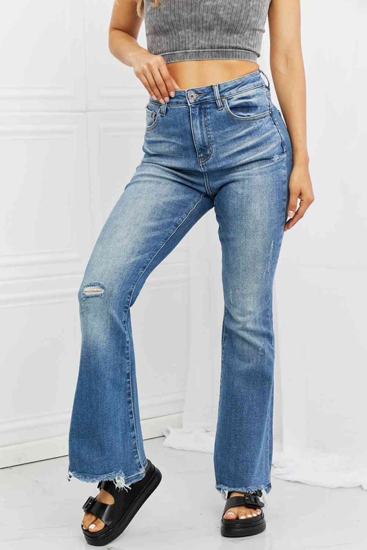 RISEN Full Size Iris High Waisted Flare Jeans